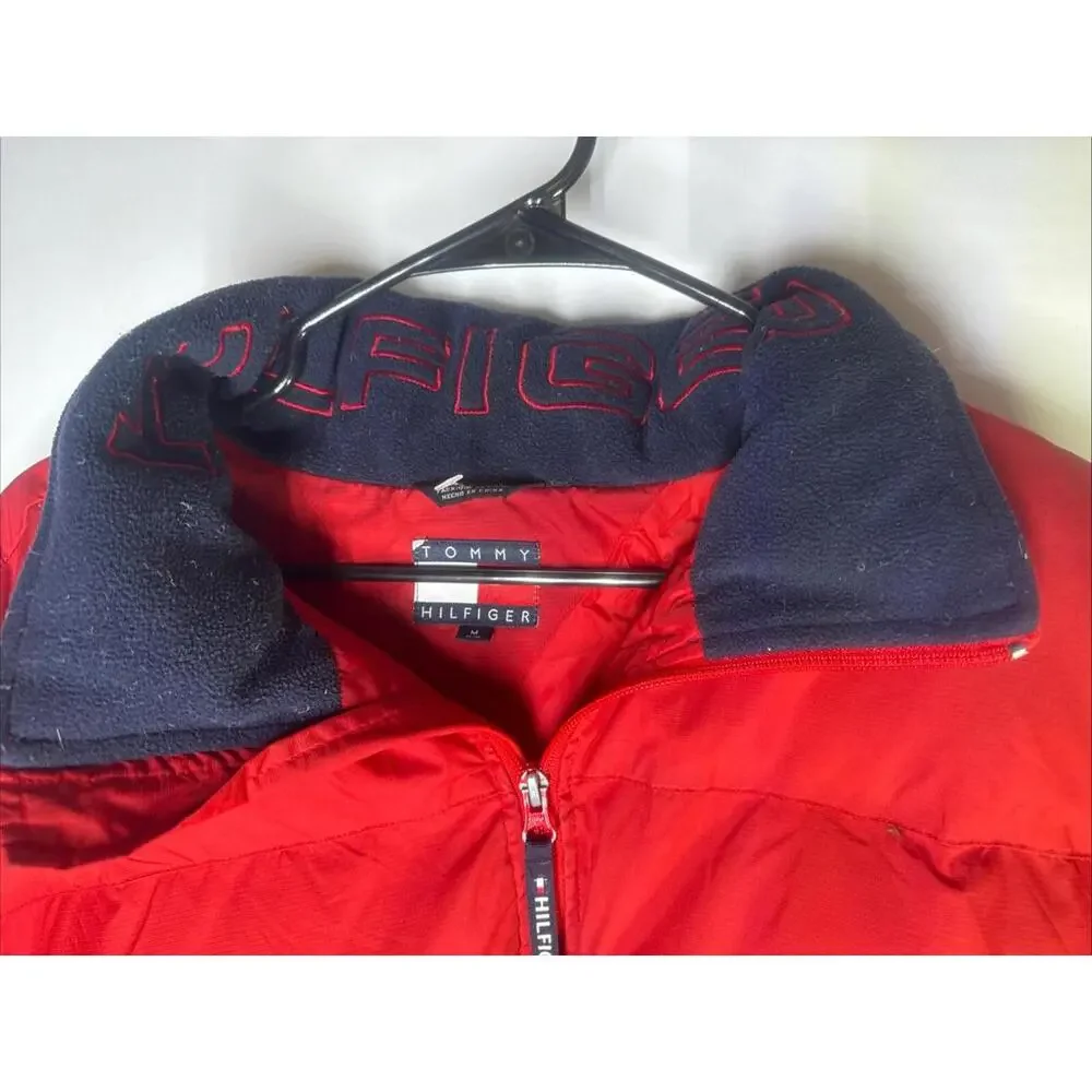 Vintage Y2K Tommy Hilfiger Puffer Coat Jacket Down Filled Mens Size Medium